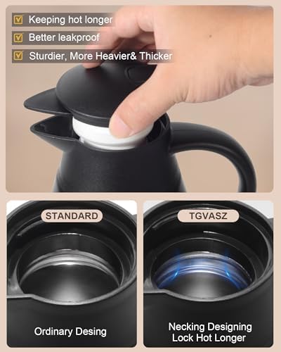 70 Oz Thermal Coffee Carafe for keeping hot, 2 PCS Airpot dispenser, Insulated Stainless Steel Vacuum Thermal Pot for Coffee, Hot Water,Keep Hot 12 Hours (black+red) - Image 2