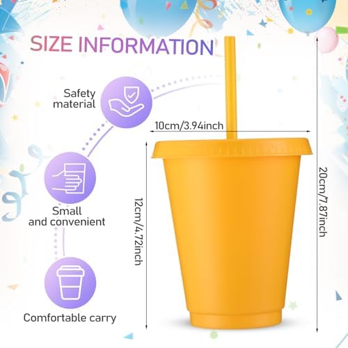Sieral 30 Pack Reusable Plastic Cups with Lids Straws,Candy Colors - Image 4