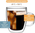 Double Wall Glass Coffee Mugs with Handle, 12 oz Set of 4 - Image 4
