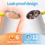 2-in-1 Insulated Tumbler for Coffee & Drinks 30oz Detachable Glass & Stainless Steel Double Wall with Straw & Lid Cap Leak-Proof Travel Mug Fits Car Cup Holder BPA-Free Thermos Sharing - Image 5