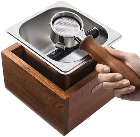 coffee knock box replacement for breville knockbox Sturdy solid wood and easy-clean stainless steel the espresso dump box Avoid coffee grounds splashing by Lookingforwardtoeveryshot%EF%BC%81