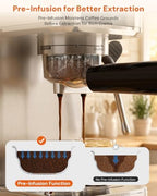 Kismile 2-in-1 Espresso Machine with Milk Frother, 20 Bar Coffee Maker for Nespresso Pods & Ground Coffee, 1350W Fast Heating Cappuccino Maker with Pre-Infusion, LED Display, 40oz Tank - Image 4