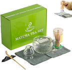 Matcha Whisk Set 7Pcs Matcha Bowl and Whisk Set Bamboo Matcha Whisk with Whisk Holder, Glass Bowl, Tea Scoop, Sifter, Teacloth, Tea Ceremony Set Tea Ceremony Set Matcha Set for Machat Tea Making Kit - Image 4