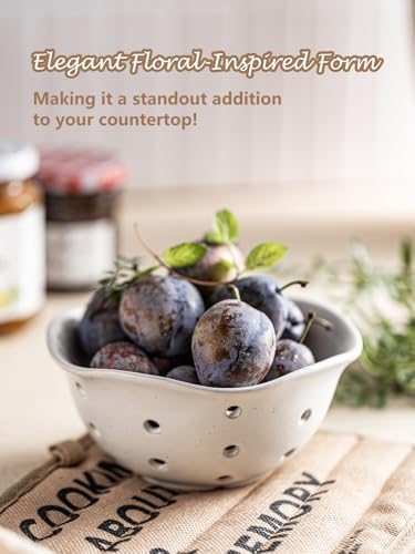 Gomakren Ceramic Berry Basket Set of 2, Rustic Fruit Basket Container 6 Inch & Pour Over Coffee Maker Single-Hole Cone, Ceramic Coffee Dripper - Image 4