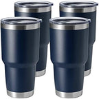 HASLE OUTFITTERS 30oz Stainless Steel Tumbler, Double Wall Vacuum Insulated Travel Mug Tumbler, Durable Insulated Coffee Mug, Gift Box Set (Navy, 4) by HASLEOUTFITTERS