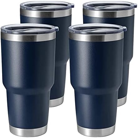HASLE OUTFITTERS 30oz Stainless Steel Tumbler, Double Wall Vacuum Insulated Travel Mug Tumbler, Durable Insulated Coffee Mug, Gift Box Set (Navy, 4) by HASLEOUTFITTERS