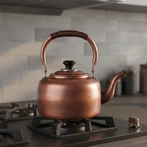 Retro Kettle with Wrapped Handle |, Copper Kettle, Stovetop, Cookware, for Kitchen, Tea Lovers, 3L, Extra ThickInduction - Image 2