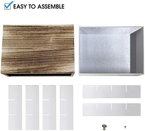 JACKCUBE DESIGN Rustic Wood Tea Storage Box Tea Bag Organizer Stand Holder Drawer / 12 Adjustable Compartments and White Faux Leather Drawer/Acrylic Divider - :MK447C - Image 7