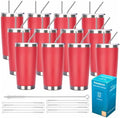 Pandance 20oz Stainless Steel Insulated Tumblers Bulk, Red, 12 Pack by Pandance