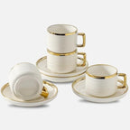 LETAOTAO Espresso Cups and Saucers Set of 4, 3oz Mini Demitasse Mugs by LETAOTAO