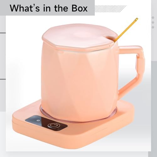 Mug Warmer Set, Ceramic Mug with Heating Pad, 55°C Temperature Control, Present Box, Key Button Operation, Pink, for Coffee and Tea, Desk Use, Home or Office, Daily Drinks, EU Version - Image 4