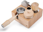 Espresso Accessories Kit 58mm For Rocket, ECM, Lelit Bianca, Profitec and all E61 Group Head – Maple Portafilter, Tamper, Coffee Distributor, Tamping Station & Dosing Funnel and Puck Screen by KNODOS