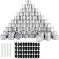OBKJJ 64 Pack Round Cans with Screw Lid 4 Oz Aluminum Metal Tins DIY Food Candle Containers for Lotion Bars, Balms, Salve, Spices, Beard Balm, Crafts with 4 Markers 2 Sheets Label Stickers (Silver) by OBKJJ