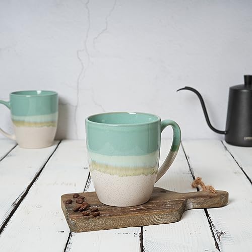 Bosmarlin Ceramic Coffee Mug Set of 4, 17 Oz, Coffee Cups with Big Handle, Microwave Safe, Unique Reactive Glaze - Image 4
