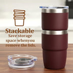 Zenbo 8 oz Stackable Espresso/Coffee Cups with Magnetic Lid, Ceramic-Lined - Image 3