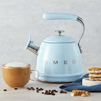 SMEG Stovetop Whistling Kettle – 50s Retro Style, 2.3 Liter (10 Cup / 2.4 Quart) Stainless Steel Tea Kettle with Iconic Design & Whistle – Premium Kitchen Statement Piece (New Pastel Blue) - Image 2