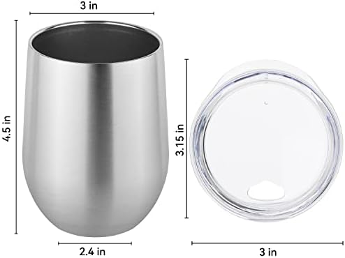 DOMICARE Stainless Steel Wine Tumbler Bulk with Lid, Personalized Insulated Tumblers Set, 12oz Travel Coffee Cups Pack of 12, Stainless steel - Image 4