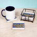 CafePress Saratoga Springs New York Tumbled Stone - Set of 4 Coasters Set of 4 w/holder - Image 4