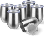 StarSpeed 12oz/6 Pack Insulated Wine Tumbler with Lid,Silver by StarSpeed