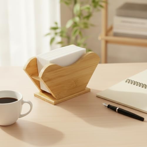 Coffee Filter Paper Holder Stand, Bamboo Countertop Organizer for Kitchen Storage, 8.7 x 4.3 x 2.8 Inches (1 PC) - Image 2