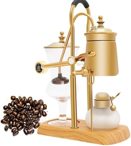 Belgian Siphon Coffee Maker, Luxury Balance Syphon Coffee Maker Set Belgium Vintage Classic Brewing Coffee Set, Smooth Great Aroma, Gold Color 400ml/15oz by MuChaIOAK