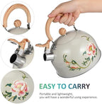 Ciieeo Kettle with Flower Pattern Portable Kitchen Water Kettle for Stovetop Quick Heating Sounding Easy to Clean and Compact Design - Image 4