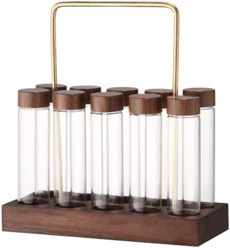 Glass Coffee Storage Tube with Wooden Stand, Sealed Bean Jar for Kitchen by COLLBATH