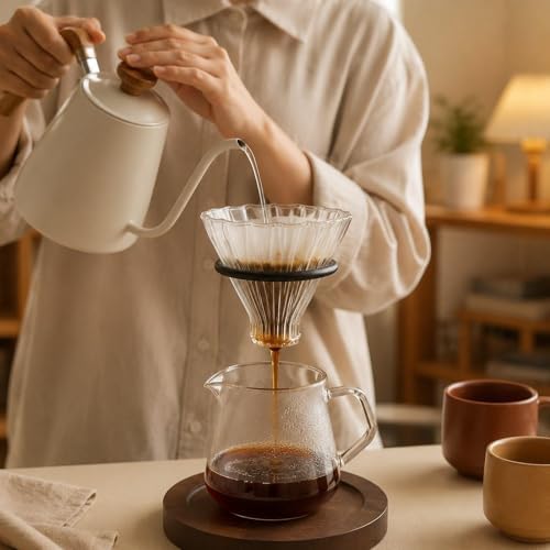 Coffee Dripper Stand Pour Over Dripper Stand Coffee Holder Coffee Maker Metal Wooden Material Complete Set Suitable for Home Cafe - Image 6