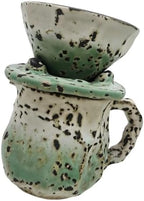Textured Ceramic Coffee Set, Dripper Server for Morning Brewing, Vintage Glazed Look, Countertop Kitchen Display Manual Coffee Dripper Ceramic Brewer Glazed Server Countertop Brewing Set Hand Drip - Image 4