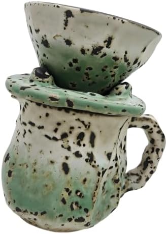Textured Ceramic Manual Coffee Brewer Set Dripper with Server Vintage Glazed Finish for Home Kitchen Daily Use Manual Coffee Dripper Ceramic Brewer Glazed Server Countertop Brewing Set Hand Drip Home - Image 7