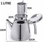 VeoHome Stainless Steel Tea Pot with Infuser - Keeps Heat Thanks to its Double Wall, Silver (1 Liter (34 oz))… - Image 6