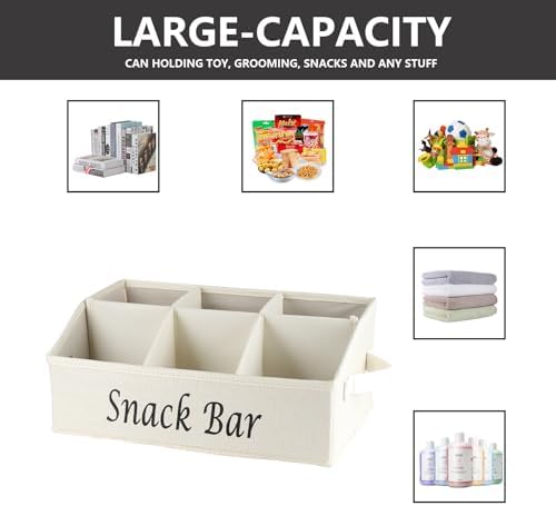 Snack Organizer for Countertop, 2 Pack Fabric Snack Container with Handles, 6 Compartment Snack Box Container Snack Basket, Snack Bar Station Decor, Kitchen Pantry Organizer and Storage - Image 3