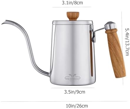 MERMOO YILAN Coffee Kettle Pour Over Coffee Maker 600ml Tea Pot Gooseneck Kettle Stovetop Stainless Kettle with Anti-scald Handle(silver) - Image 3