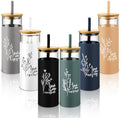 Jingmore 6 Pcs 16oz Glass Cups with Straw and Lid Bulk, You Are by Jingmore