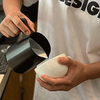 Milk Frother Pitcher, 600ml Stainless Steel Milk Frothing Pitcher Jug with Beech Handle Eagle Mouth Outlet Milk Steaming Pitcher for Home Cafe (Brown Handle) - Image 2