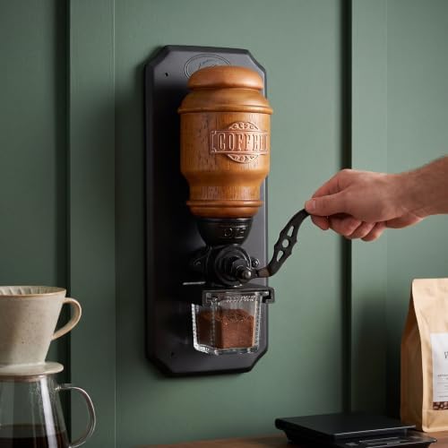 Wall Mounted Manual Coffee Grinder, Vintage Hand Crank Burr Mill With 20g Bean Hopper And Glass Grounds Cup, Adjustable Grinding Tool For Home Kitchen, Cafe And Commercial Use - Image 5