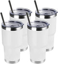 DOMICARE 30 oz Tumbler with Lid and Straw, Stainless Steel Tumblers Bulk, Insulated Vacuum Double Wall Travel Coffee Mug, Durable Powder Coated Tumbler Cups (White, 4) by VisittheDOMICARE