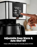 SHARDOR 12-Cup Programmable Coffee Maker, Regular & Bold, LED Display - Image 4