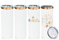 20 oz Skinny Tumblers Bulk with Lids and Straws White,4 pack by MetalyaTumblers
