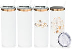 20 oz Skinny Tumblers Bulk with Lids and Straws White,4 pack by MetalyaTumblers