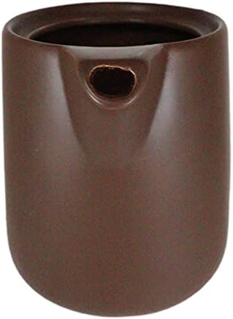 Ebros Gift Colorful Matte Finish Porcelain Portable Personal Artisan Hand Crafted Barista Style Coffee Maker Carafe Pot Flask With Pour Over Dripper Filter Cup Set (Brown) - Image 3