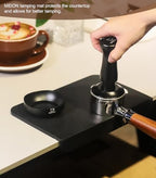 MEION Espresso Tamping Mat and Espresso Tamper 53.3mm, Food Grade Silicone Tamper Mat,Calibrated Dual Spring Loaded Barista Tamper (Black) - Image 3
