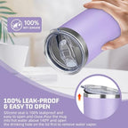 20 oz Tumbler with Lids and Straws, Stainless Steel Insulated Travel Coffee Mug, Double Wall Vacuum Insulated Tumblers, Powder Coated Coffee Tumbler for Cold & Hot Drinks (Light Purple,4pack) - Image 5