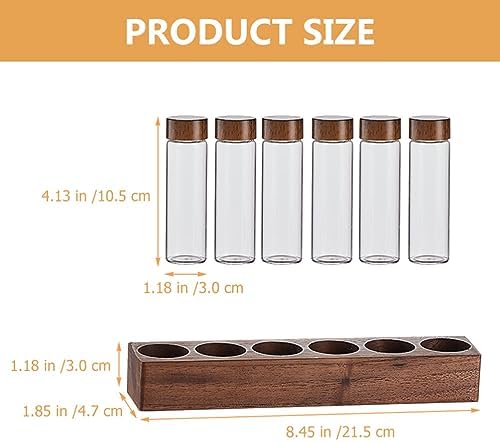 UPKOCH 1 Set Glass Coffee Beans Storage Tubes Coffee Bean Cellar with Wooden Stand Single Dose Vials for Tea Spices - Image 6