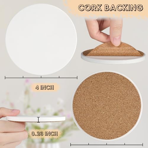 24 PCS Ceramic Tiles for Crafts, Unglazed Matte Coasters with Cork Backings - Image 4