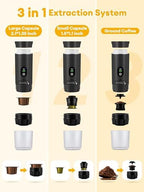 Upgraded 3 in1 Portable Espresso Machine with LED Display,20 Bar Pressure,Real-Time Temp&Battery Indicator,Portable Coffee Maker Compatible with Ground Coffee & Capsules, for Travel,Home - Image 2