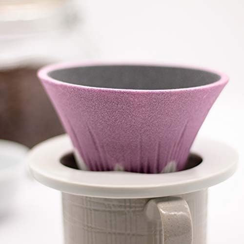 COFIL FUJI Ceramic Coffee Filter Dripper with Dedicated Base and Saucer, Pink 1390400502 - Image 4