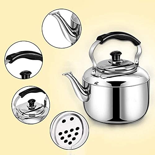 Whistling Kettle Whistling Tea Kettles Stovetop Stylish Stove Top Kettles Large Satin Stainless Steel Whistling Kettle with Soft Touch Handle Push Button Spout - Image 5