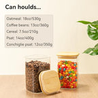 6 Pack Glass Pantry Storage Jars - 37oz Airtight Food Storage Containers Set with Bamboo Lid Labels, Square Kitchen Pantry Canister Organizers for Cookies Candy Coffee Bean Sugar Tea Spice Cereal - Image 3
