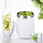 6 Pack Stainless Steel Wine Tumblers, 12Oz Insulated Wine Tumbler, Double Wall Insulated Wine Glass, Stainless Steel Stemless Wine Cups with Lids for Coffee, Wine, Cocktails, Champaign, White - Image 4
